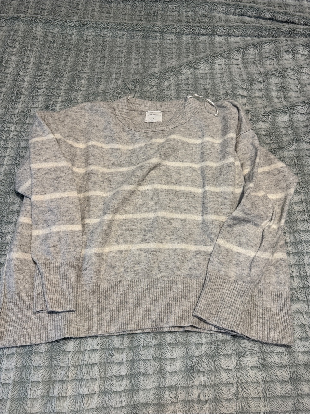 Women’s  Grey Striped Crewneck Sweater